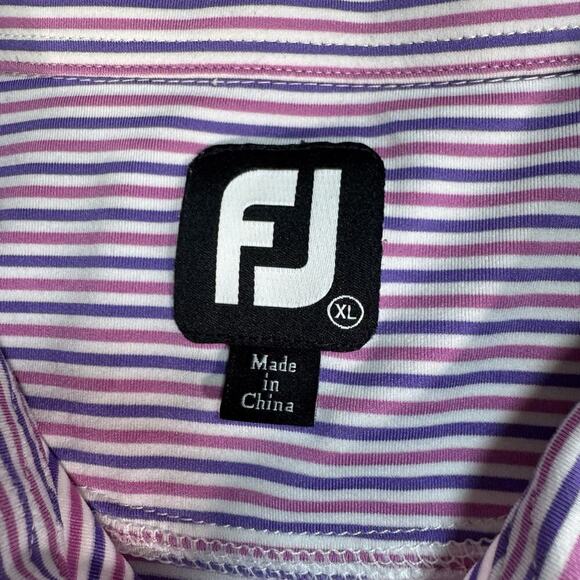 FootJoy Polo Mens XL Purple Pink Striped Short Sleeve Casual Golf Shirt Adult - Picture 2 of 6